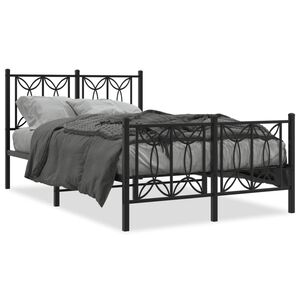 vidaXL Cadre de lit métal sans matelas avec pied de lit noir 120x190cm