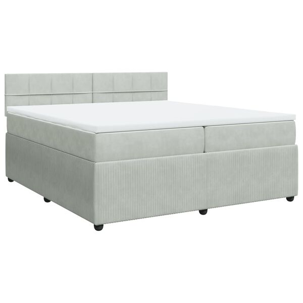 vidaXL Sommier &agrave; lattes de lit et matelas Gris clair 200x200cm Velours