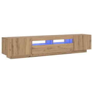 vidaXL Meuble TV avec lumi&egrave;res LED ch&ecirc;ne artisanal bois d'ing&eacute;nierie