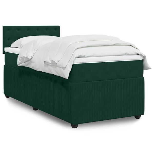 vidaXL Sommier &agrave; lattes de lit avec matelas Vert fonc&eacute; 100x200 cm