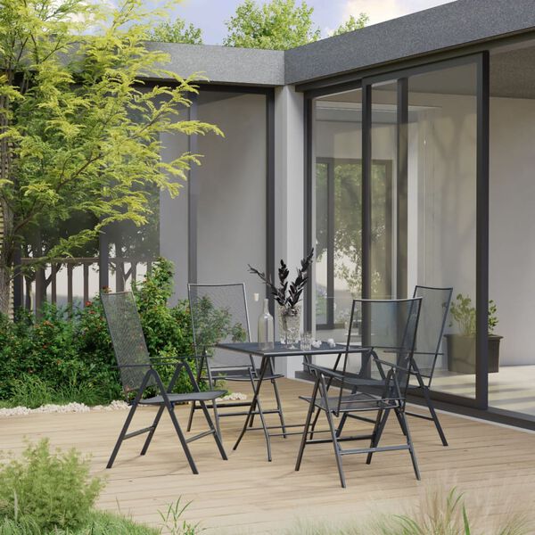 vidaXL Ensemble &agrave; manger de jardin 5 pcs Acier Anthracite