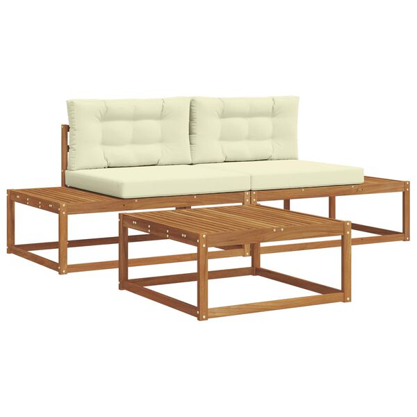 vidaXL Ensemble de canap&eacute;s d'ext&eacute;rieur 3 Pi&egrave;ce Naturel et Cr&egrave;me