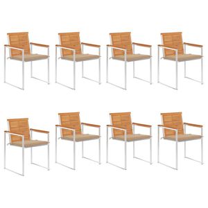 vidaXL Chaises de jardin lot de 8 avec coussins Bois d'acacia solide