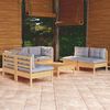 vidaXL Salon de jardin 7 pcs avec coussins gris bois de pin massif