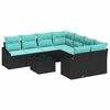 vidaXL Ensemble de Canap&eacute;s 9 pc 3-Nombre de places Noir et turquoise