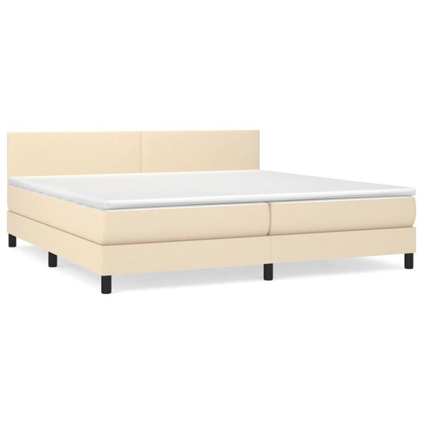 vidaXL Sommier &agrave; lattes de lit avec matelas Cr&egrave;me 200x200 cm Tissu