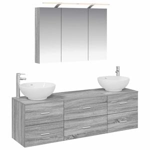 vidaXL Ensemble de mobilier de salle de bain 4 pc Sonoma gris