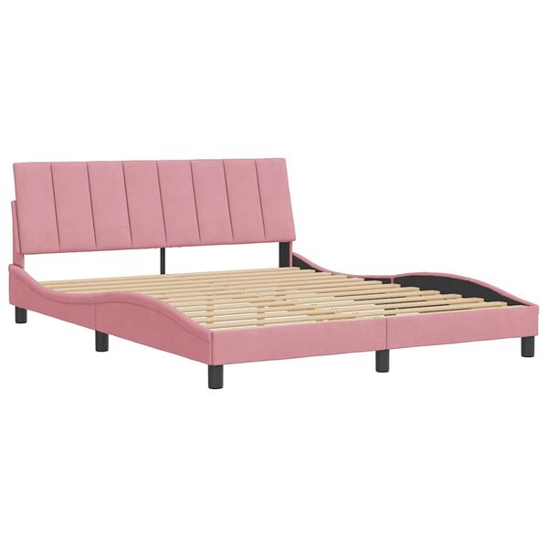 vidaXL Cadre de lit sans matelas Hanko rose 160x200 cm velours