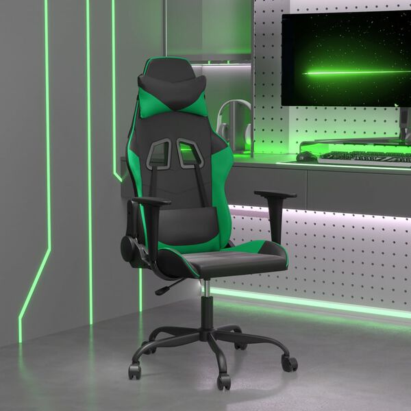 vidaXL Chaise de jeu Noir et vert Similicuir