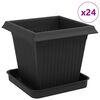 vidaXL Pots de plantes 24 pc Noir Plastique