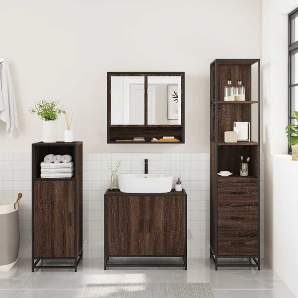 vidaXL Ensemble de meubles de salle de bain 3 pcs Chêne marron