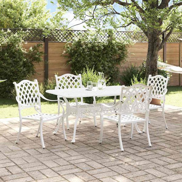 vidaXL Ensemble de salle &agrave; manger pour jardin 5 pcs Blanc Aluminium