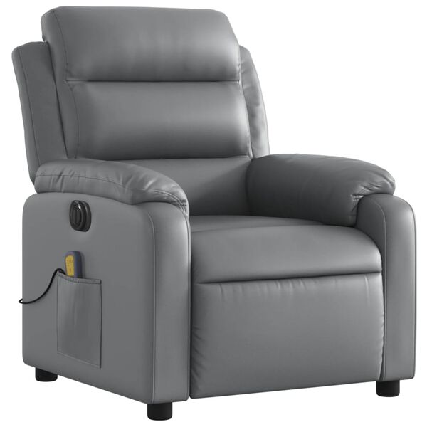 vidaXL Fauteuil de massage inclinable &eacute;lectrique gris similicuir