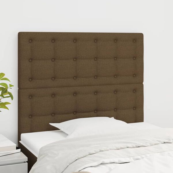 vidaXL T&ecirc;te de lit marron fonc&eacute; 80x5x118/128 cm Tissu