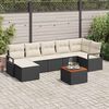 vidaXL Ensemble de canap&eacute; de jardin avec coussin 8 pcs Noir Poly rotin