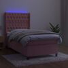 vidaXL Sommier &agrave; lattes de lit matelas et LED Rose 100x200 cm Velours