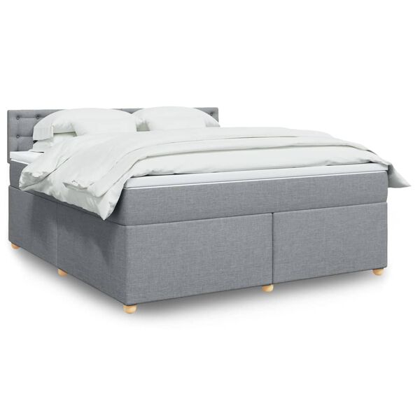 vidaXL Sommier &agrave; lattes de lit avec matelas Gris clair 180x200cm Tissu