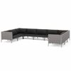 vidaXL Salon de jardin 9 pcs avec coussins R&eacute;sine tress&eacute;e Gris fonc&eacute;