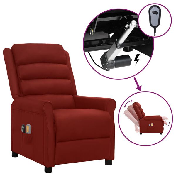 vidaXL Fauteuil de massage électrique Rouge bordeaux Similicuir