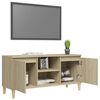 vidaXL Meuble TV avec pieds en bois massif Chêne sonoma 103,5x35x50 cm