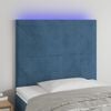 vidaXL T&ecirc;te de lit &agrave; LED Bleu fonc&eacute; 80x5x118/128 cm Velours