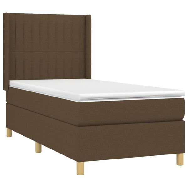 vidaXL Sommier &agrave; lattes de lit avec matelas Marron fonc&eacute; 90x200 cm