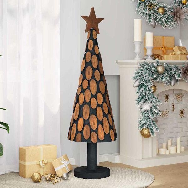vidaXL Sapin de No&euml;l avec support Marron 150 cm Bois de teck solide