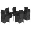 vidaXL Ensemble &agrave; manger de jardin coussins 7pcs Noir R&eacute;sine tress&eacute;e