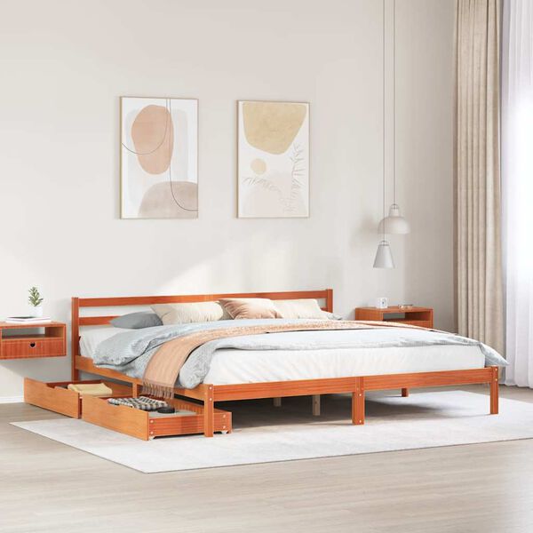 vidaXL Cadre de lit sans matelas cire marron 180x200cm bois pin massif