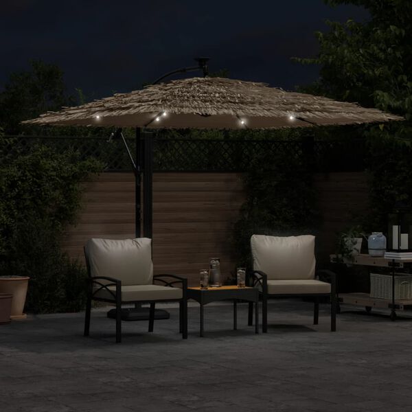 vidaXL Parasol de jardin avec LED et m&acirc;t en acier marron 269x269x235cm