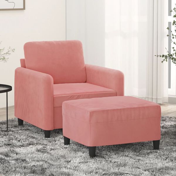 vidaXL Fauteuil avec repose-pied Rose 60 cm Velours