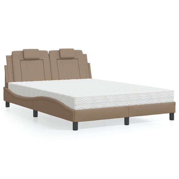 vidaXL Lit Viana avec matelas cappuccino 140x200 cm similicuir