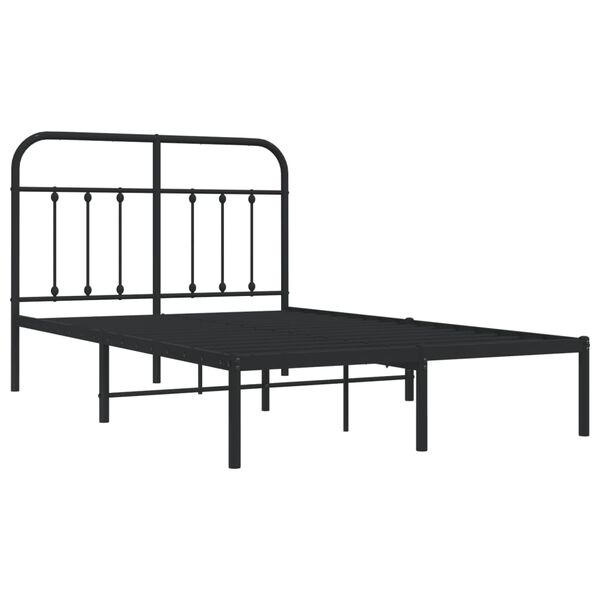 vidaXL Cadre de lit métal sans matelas avec tête de lit noir 120x190cm