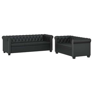 vidaXL Canapé Chesterfield à 2 places et à 3 places noir