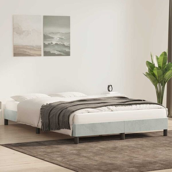 vidaXL Cadre de lit sans matelas gris clair 140x210 cm velours