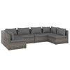 vidaXL Salon de jardin 6 pcs avec coussins R&eacute;sine tress&eacute;e Gris