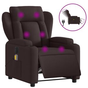 vidaXL Fauteuil de massage inclinable &eacute;lectrique Marron fonc&eacute; Tissu