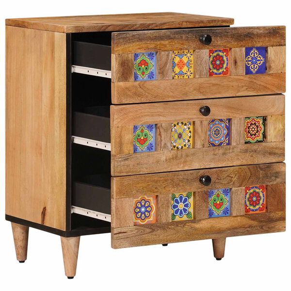vidaXL Cabinet de chevet Naturel 50 x 33 x 62 cm Bois de mangue massif