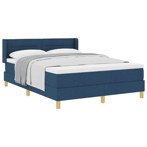 vidaXL Lit &agrave; ressorts avec matelas Bleu 200 x 140 cm Polyester