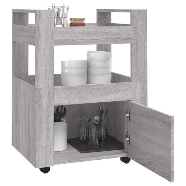 vidaXL Chariot de cuisine Sonoma gris 60x45x80 cm Bois d'ingénierie