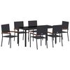 vidaXL Ensemble de salle &agrave; manger pour jardin 7 pc Noir polyrotin