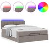 vidaXL Lit ottoman avec matelas et LED taupe 140x200 cm tissu