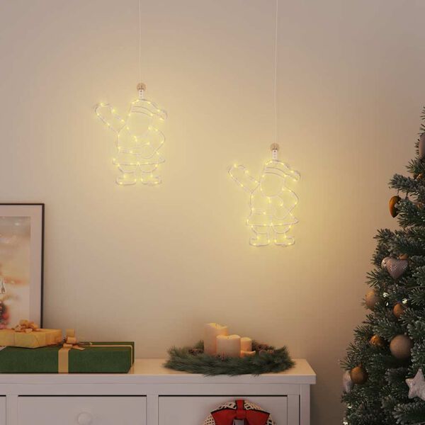 vidaXL Lumi&egrave;res de No&euml;l silhouette du P&egrave;re No&euml;l 2 pcs 35 LED