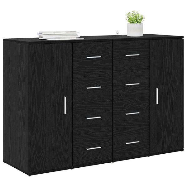 vidaXL Buffets avec tiroir Corona 2 pcs Ch&ecirc;ne noir 59 x 39 x 80 cm
