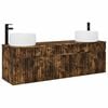 vidaXL Ensemble d'armoire de salle de bain 3 pc Ch&ecirc;ne fum&eacute;