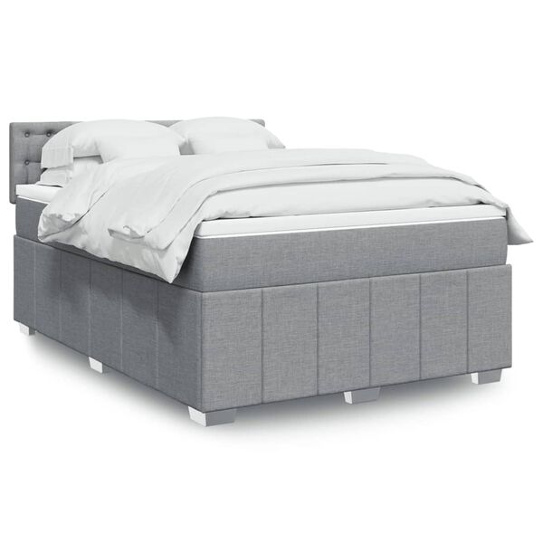 vidaXL Sommier &agrave; lattes de lit avec matelas Gris clair 140x190cm Tissu