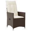 vidaXL Chaise inclinable de jardin avec coussins marron résine tressée