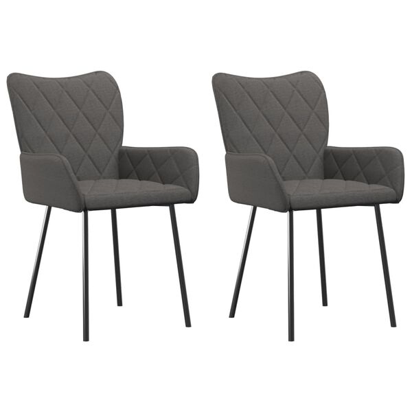 vidaXL Chaises à manger lot de 2 gris foncé tissu