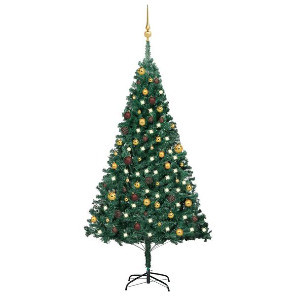 vidaXL Arbre de No&euml;l artificiel pr&eacute;-&eacute;clair&eacute; et boules vert 180 cm PVC