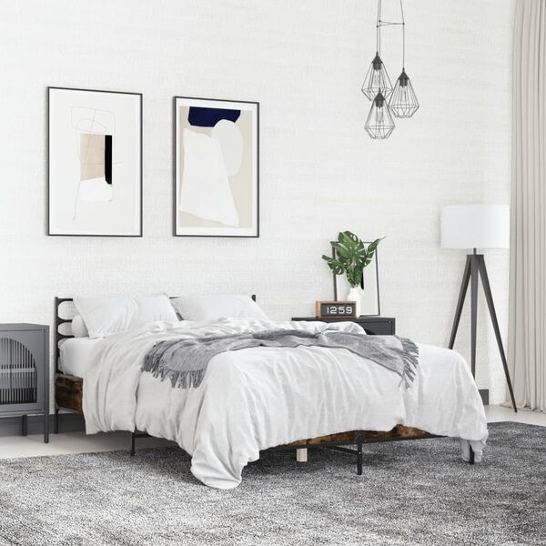 vidaXL Cadre de lit sans matelas ch&ecirc;ne fum&eacute; 140x200 cm